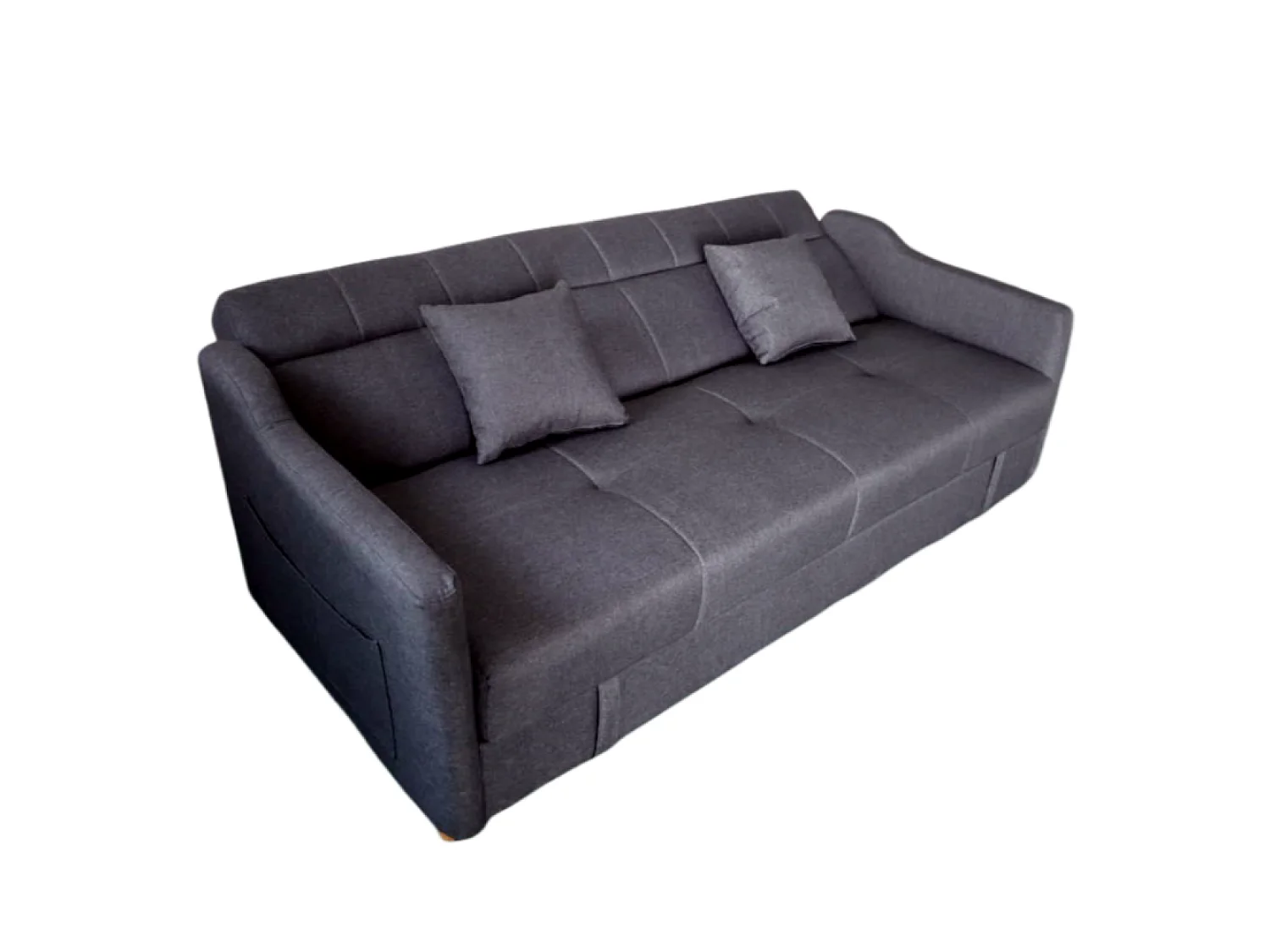 Sofá-Cama Conversível Cinza Escuro de 3 Lugares com Armazenamento - ADARE
