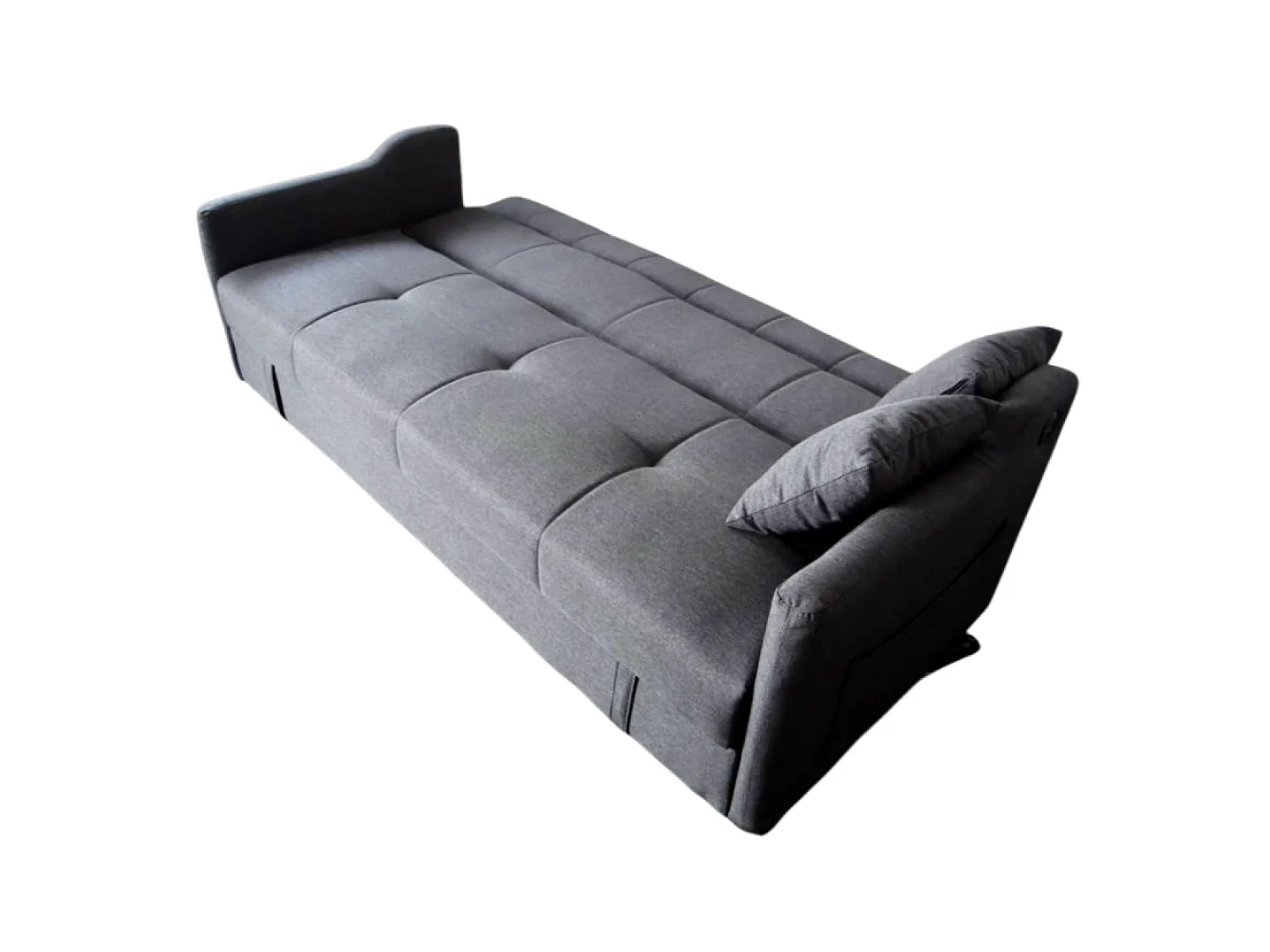 Sofá-Cama Conversível Cinza Escuro de 3 Lugares com Armazenamento - ADARE