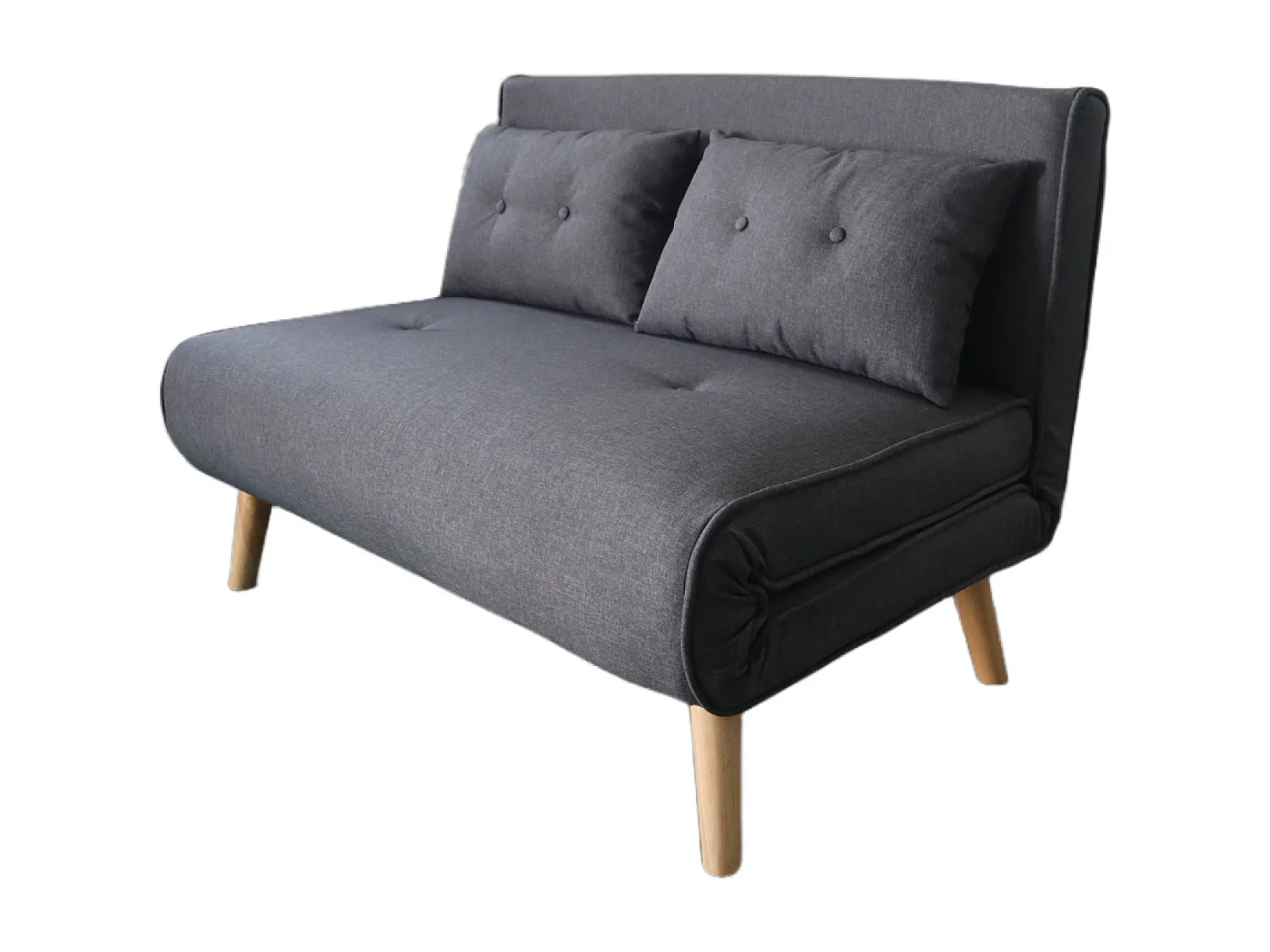 Canapé convertible en tissu gris foncé 2 places DORIS