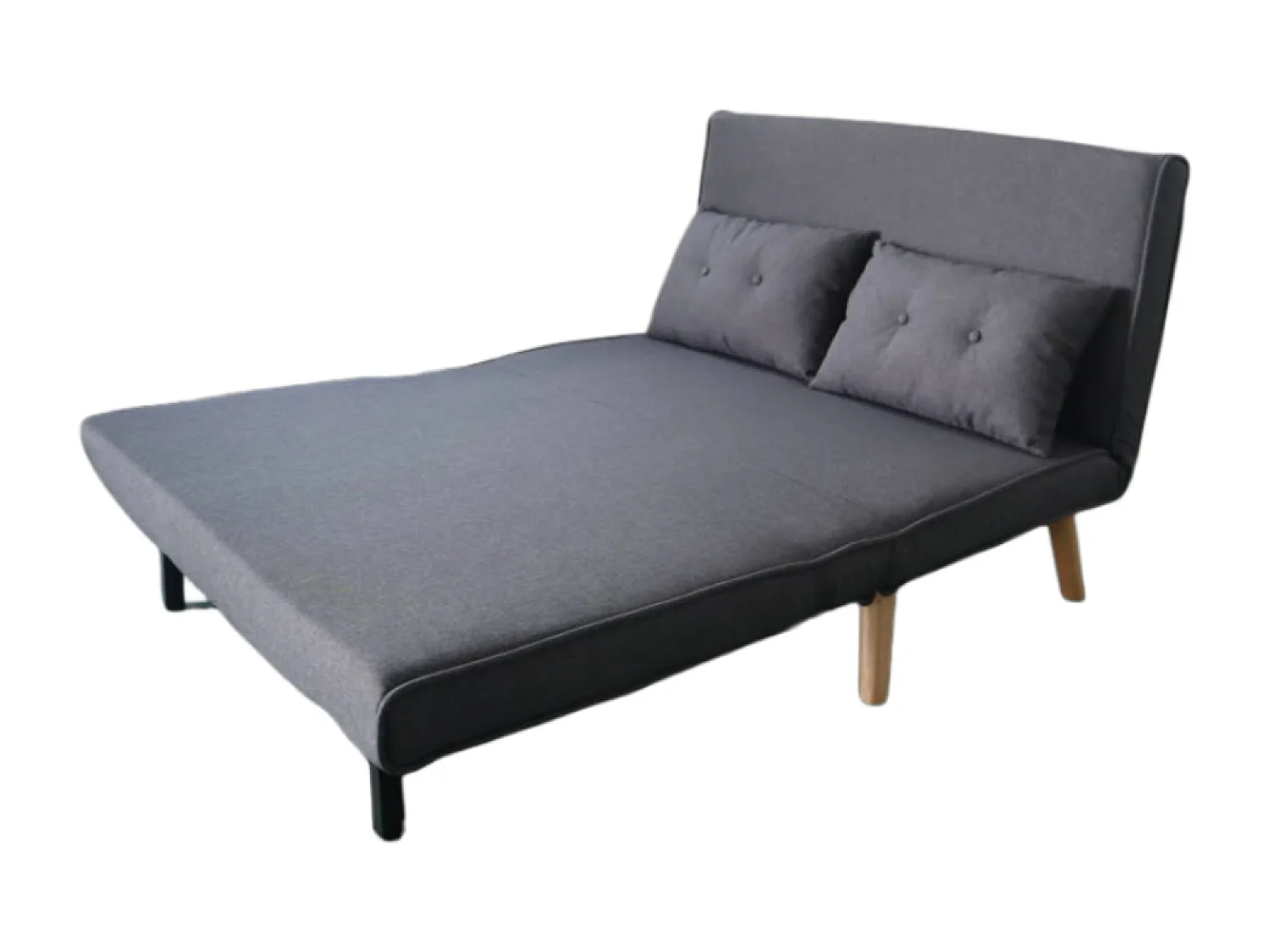 Canapé convertible en tissu gris foncé 2 places DORIS