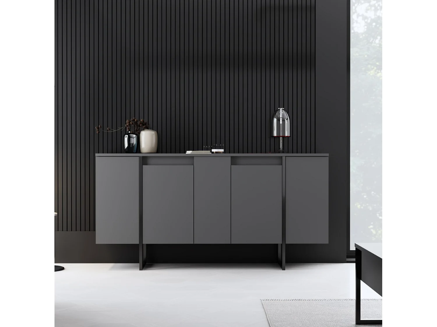 Credenza di design nera a 4 ante BORAS