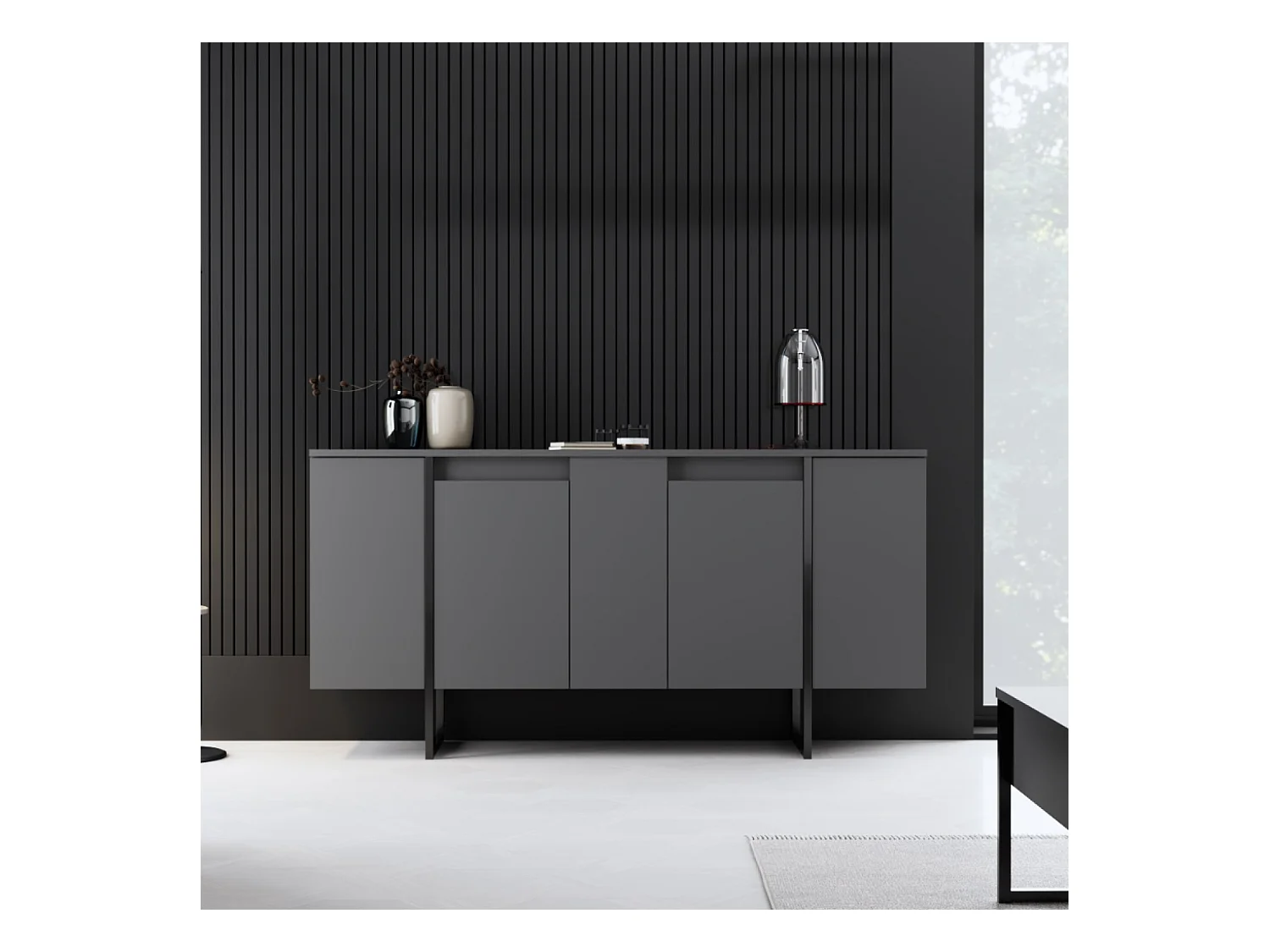 Buffet design noir 4 portes BORAS