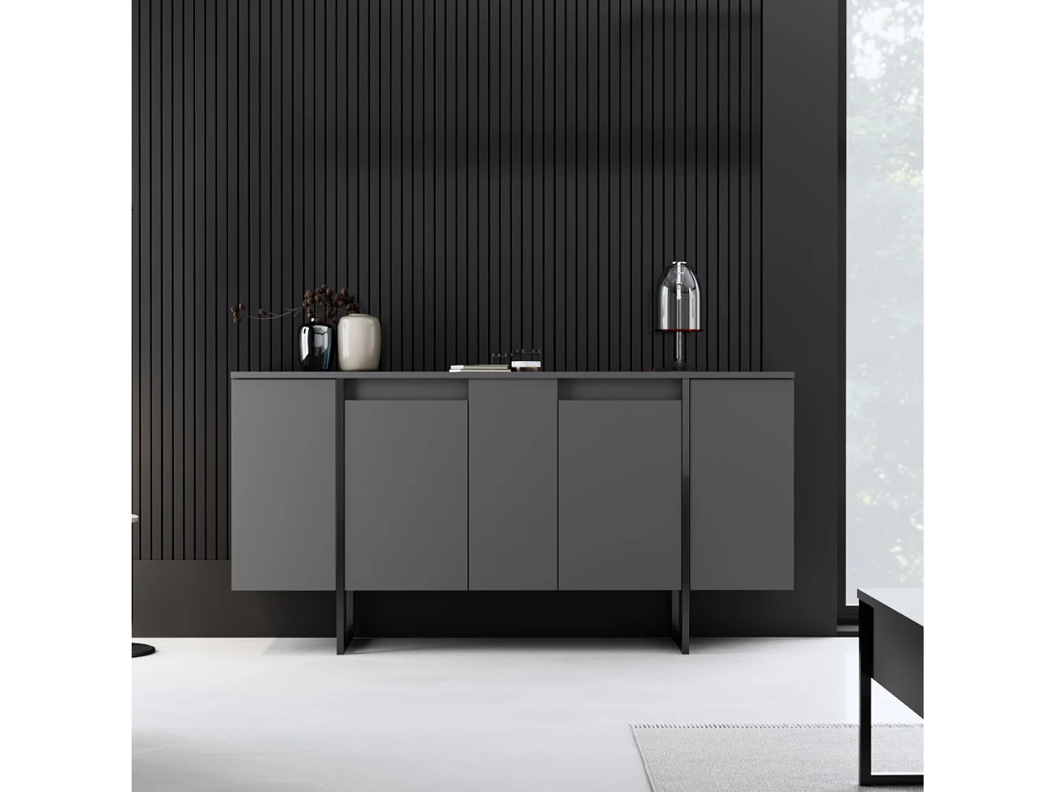 Buffet design noir 4 portes BORAS