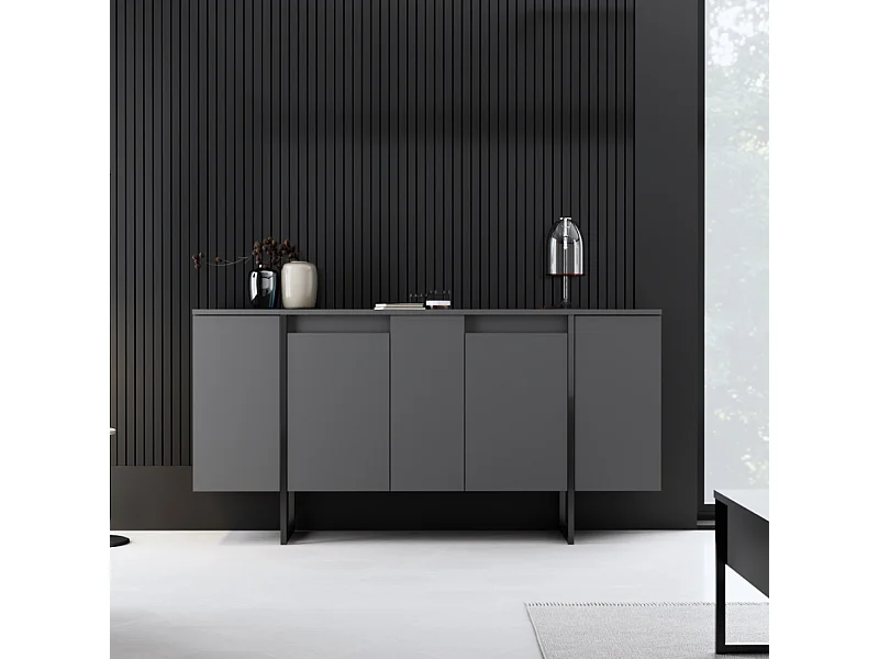 Buffet design noir 4 portes BORAS