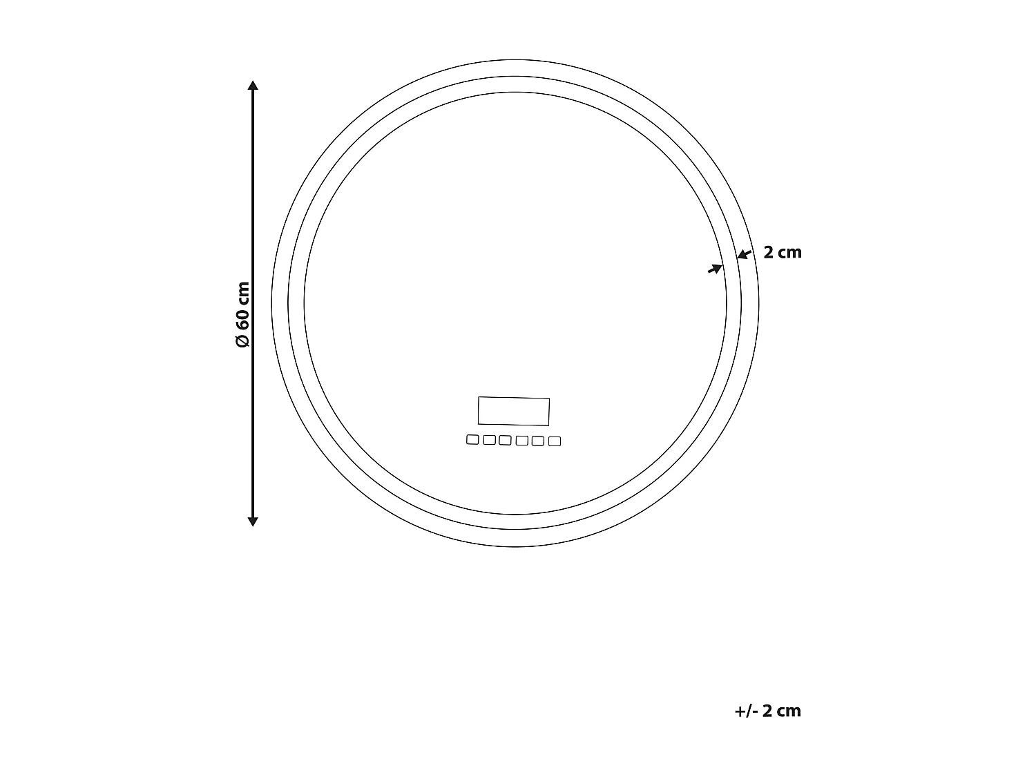 Espelho LED para casa de banho BROGNON 60 cm 60 cm Com altifalante Bluetooth integrado Prateado