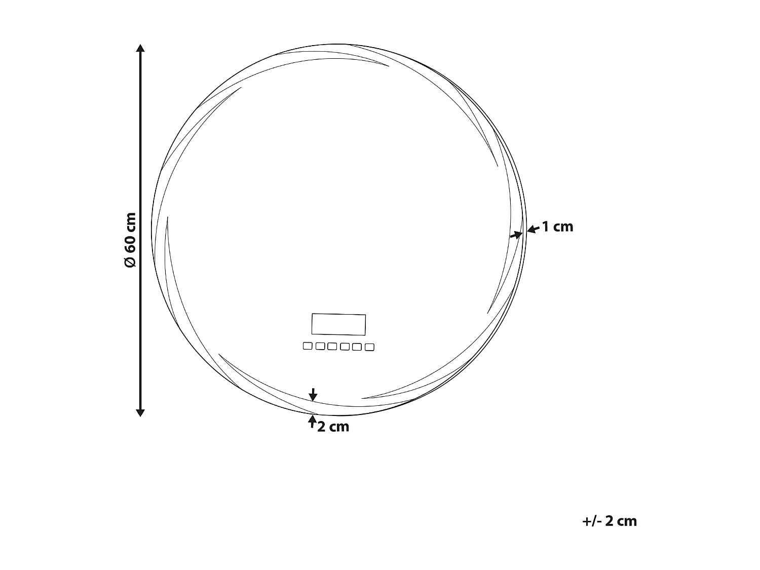 Lustro łazienkowe LED TANAY 60 cm 60 cm Wbudowany głośnik Bluetooth Srebrny