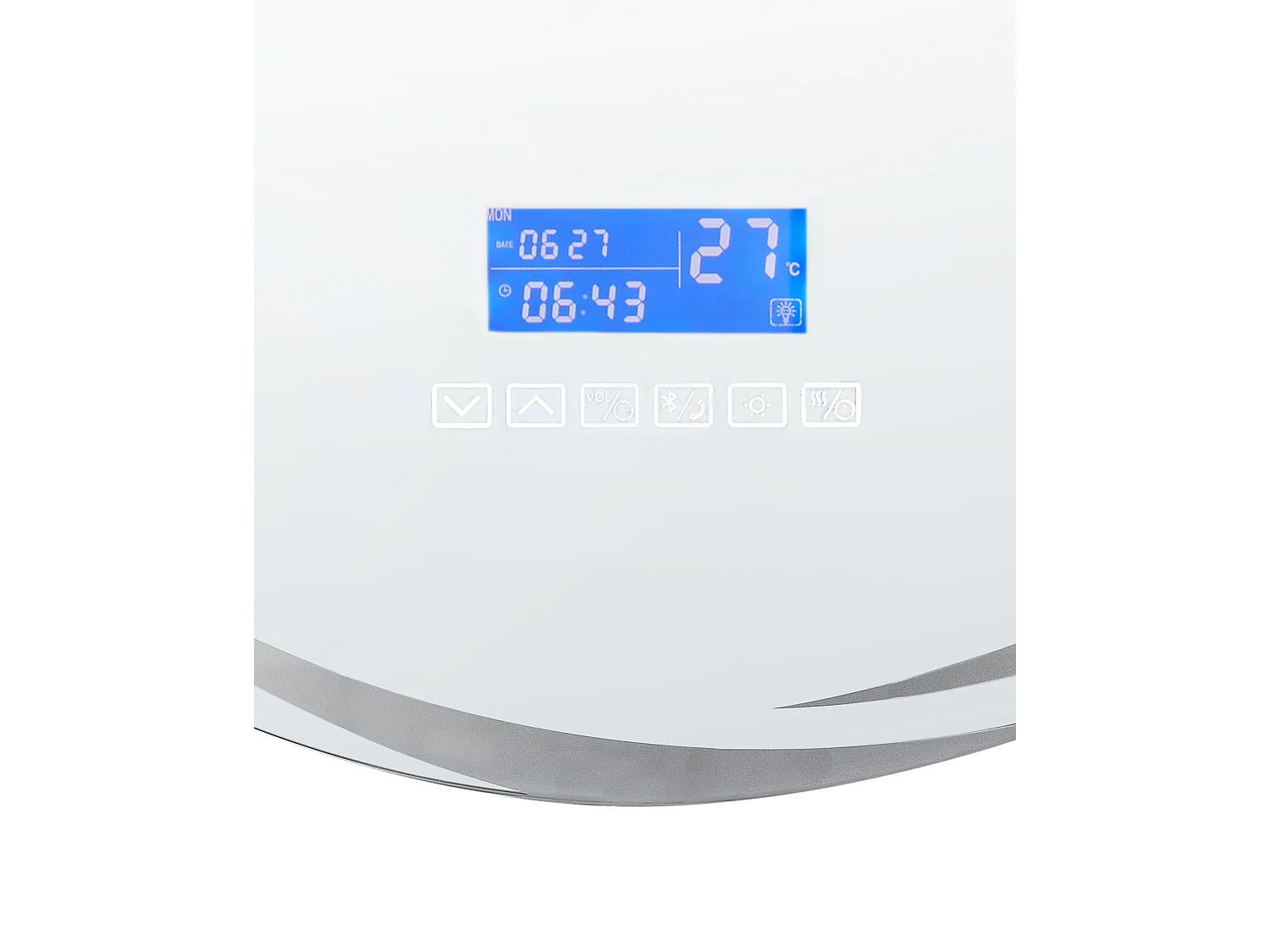 Miroir de salle de bain LED TANAY 60 cm 60 cm Avec haut-parleur Bluetooth intégré Argenté