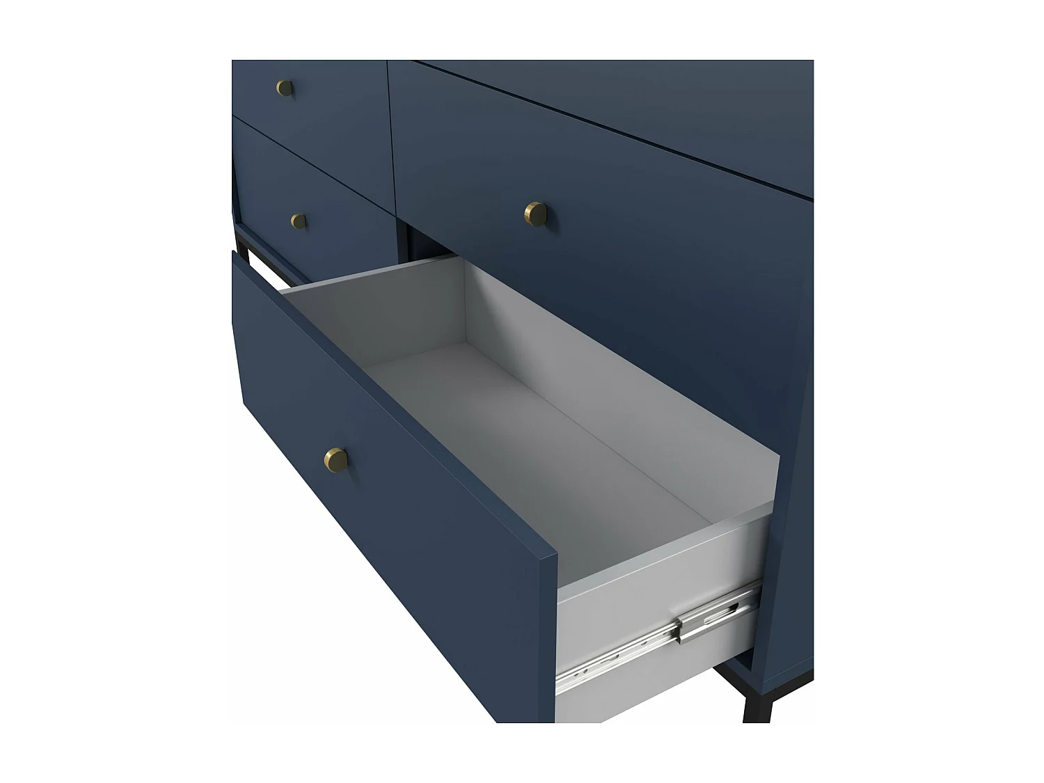 Kommode mit 6 Schubladen - Dunkelblau mit Metallbeinen - 154 cm - MONNE