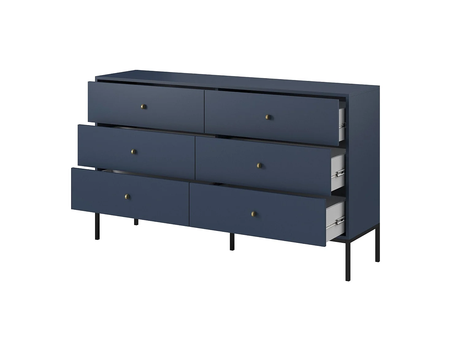 Commode - 154 cm - 6 tiroirs - bleu marine - MONNE