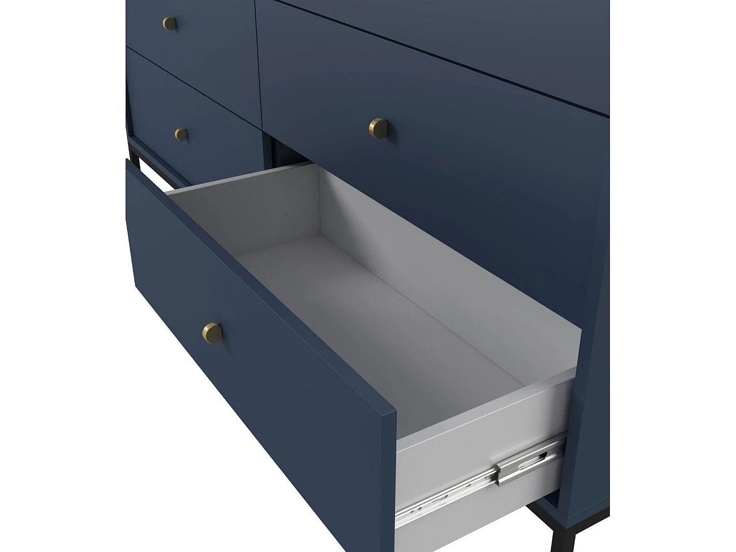 Commode - 154 cm - 6 tiroirs - bleu marine - MONNE
