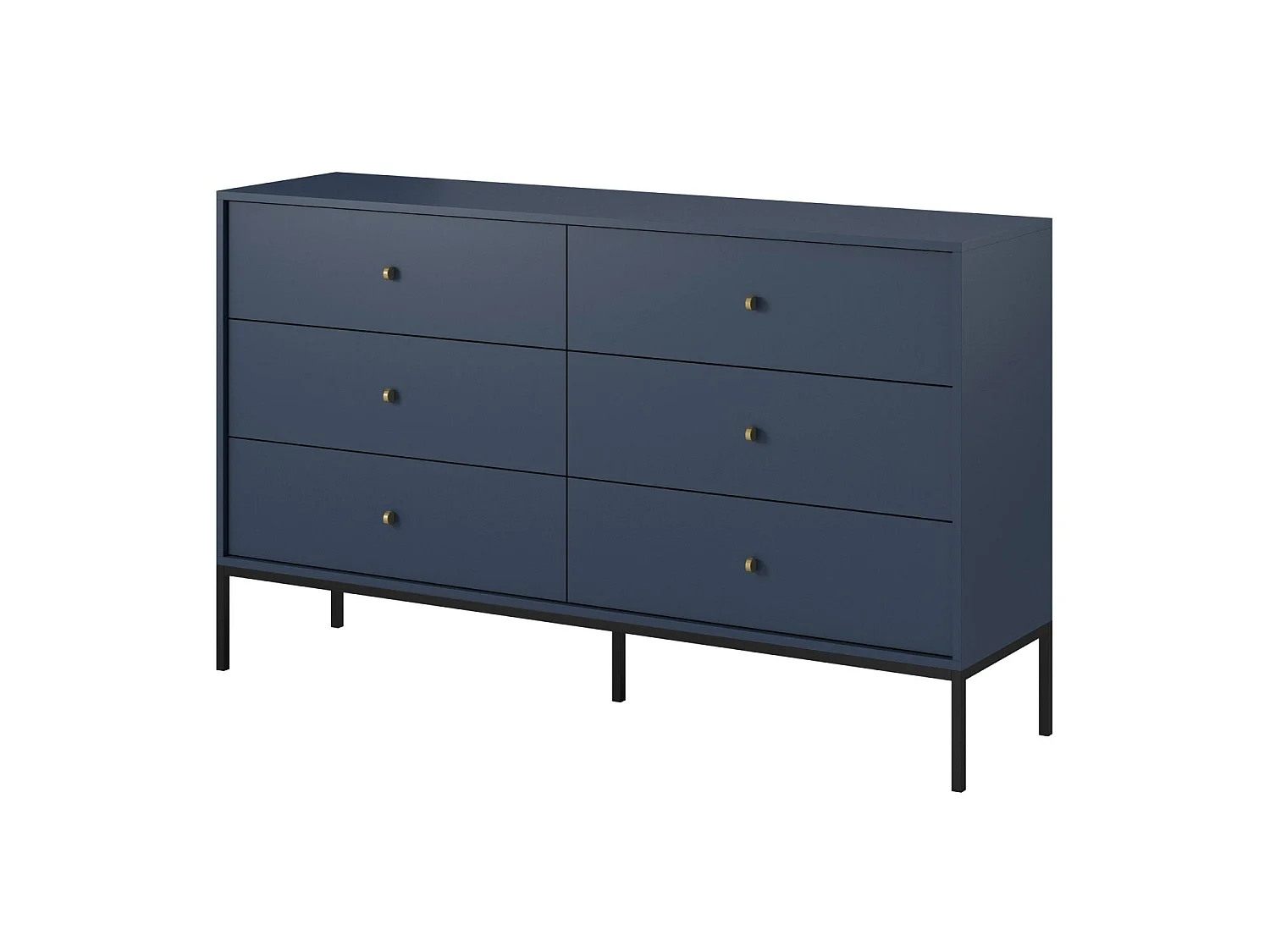 Commode - 154 cm - 6 tiroirs - bleu marine - MONNE