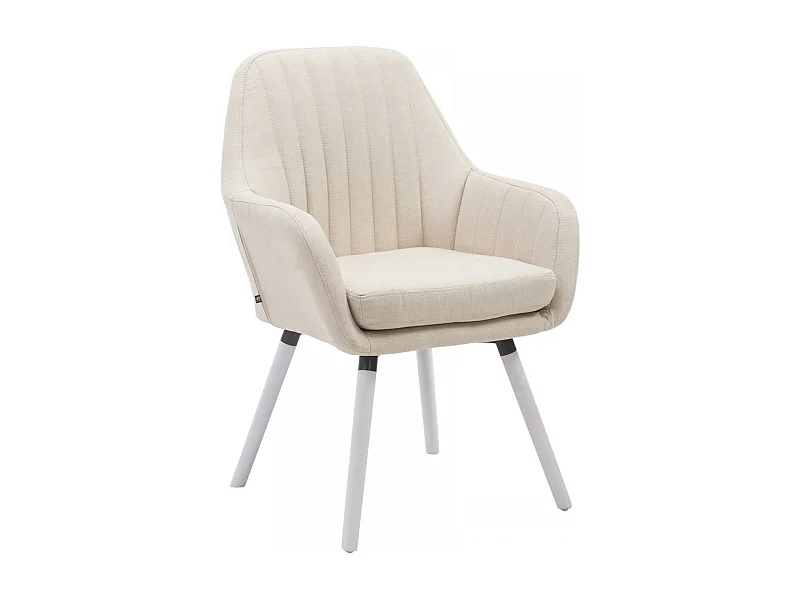 chaises avec accoudoirs - Tissu & Bois - Crème - Florian