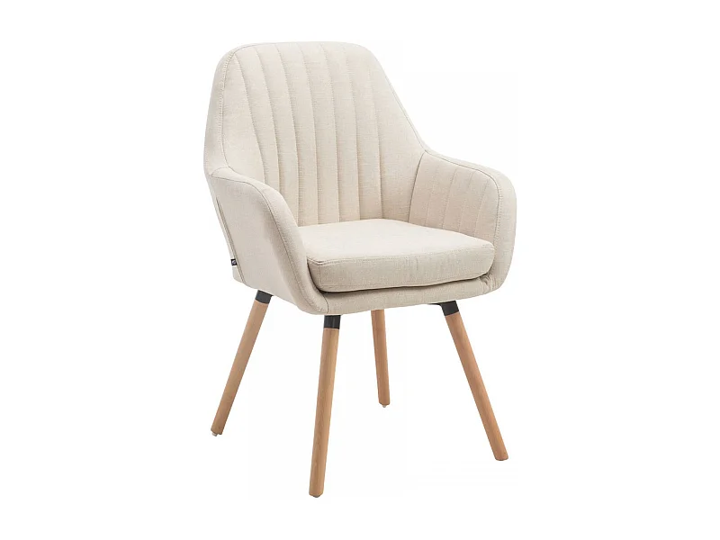 chaises avec accoudoirs - Tissu & Bois - Crème - Florian