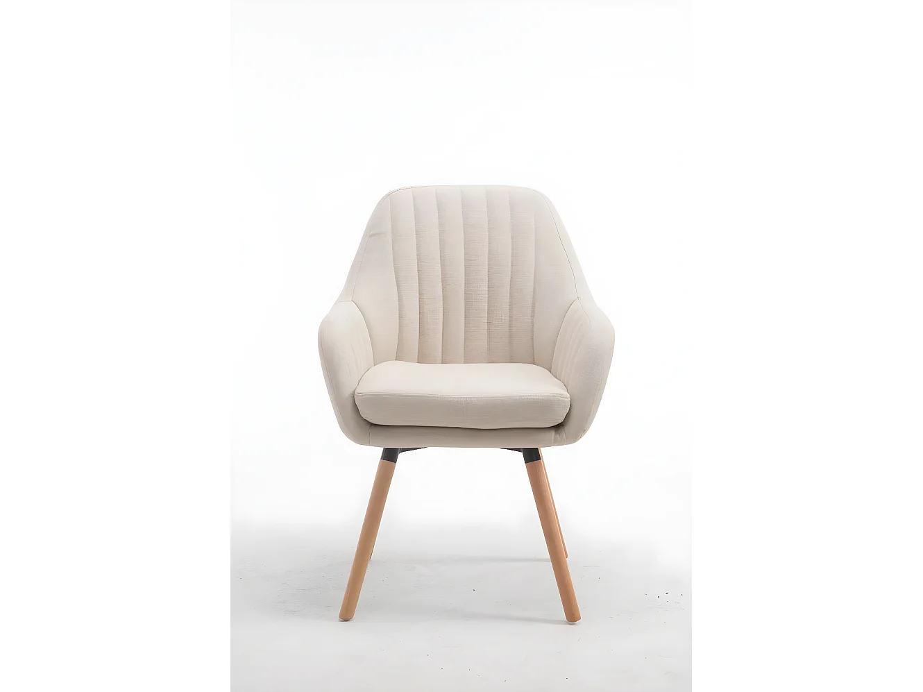 chaises avec accoudoirs - Tissu & Bois - Crème - Florian