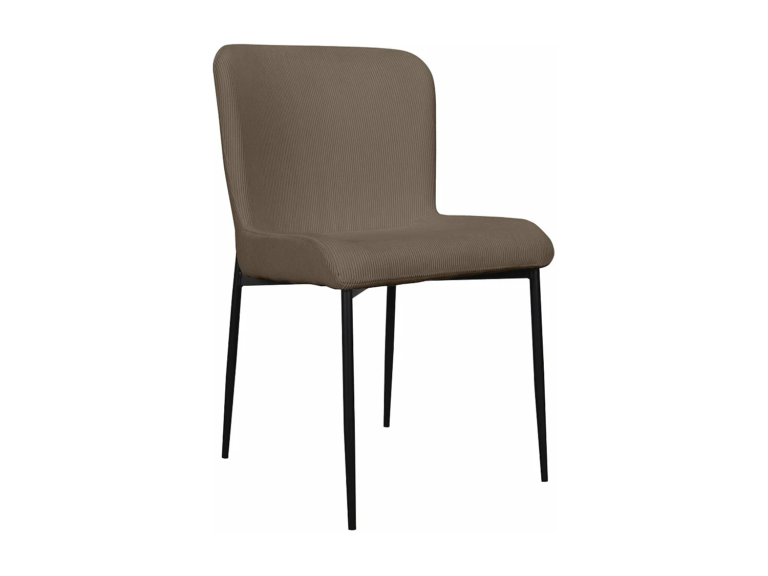 Chaise - en velours côtelé brun - pieds en métal noir - NEUL