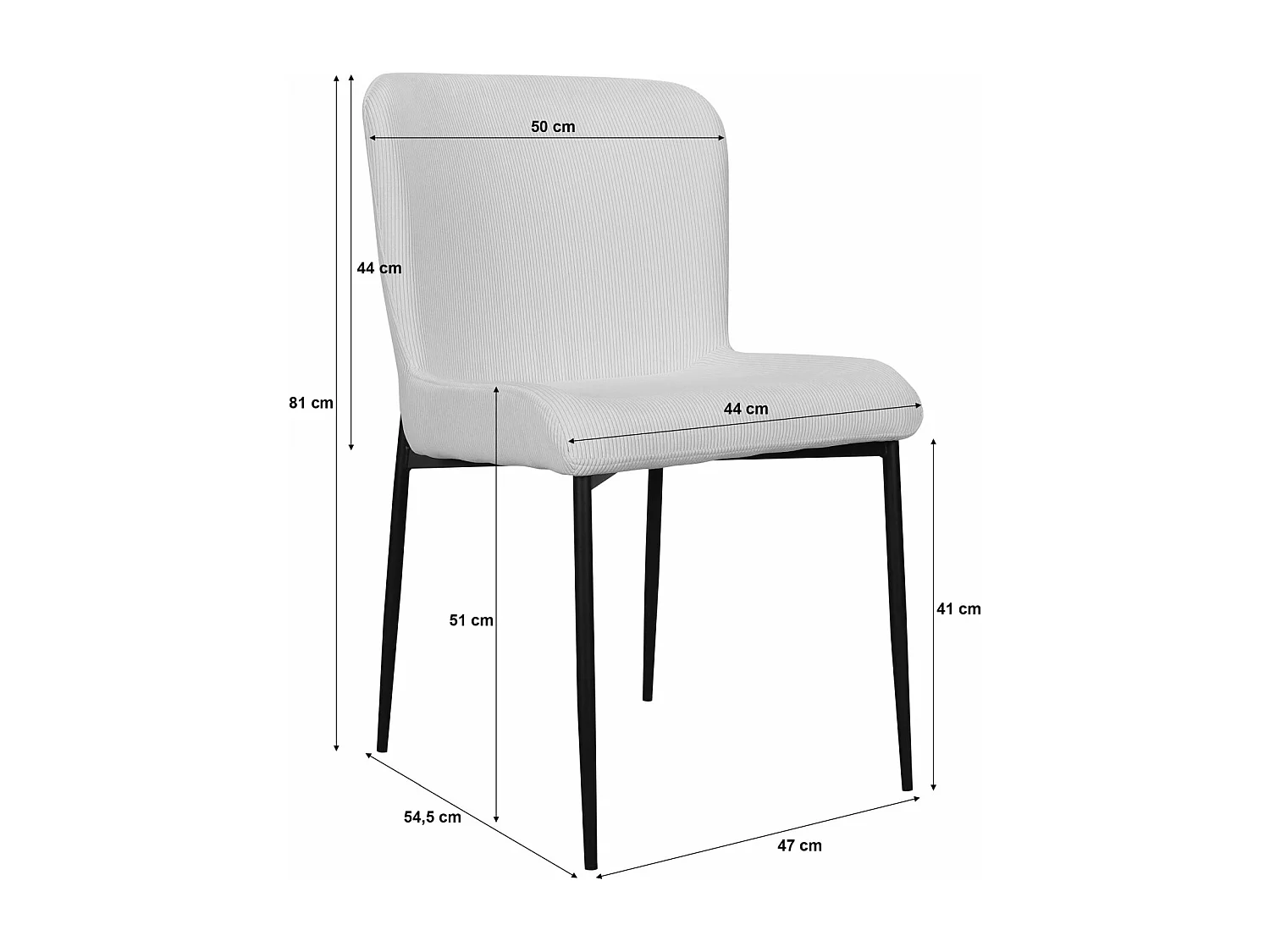 Chaise - en velours côtelé brun - pieds en métal noir - NEUL