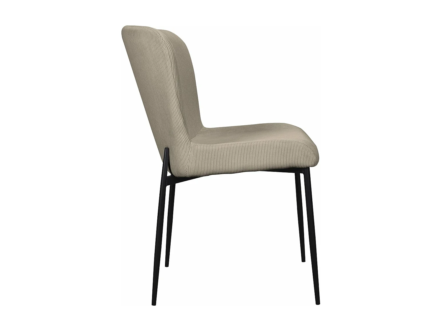 Chaise - en velours côtelé gris - pieds en métal noir - NEUL