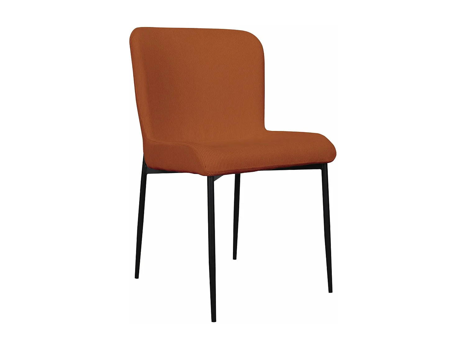 Chaise - en velours côtelé brun rouille - pieds en métal noir - NEUL