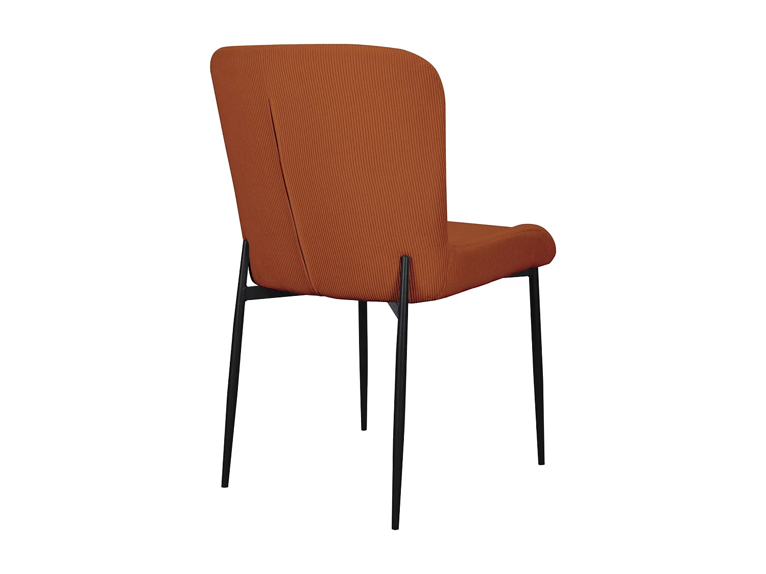 Chaise - en velours côtelé brun rouille - pieds en métal noir - NEUL