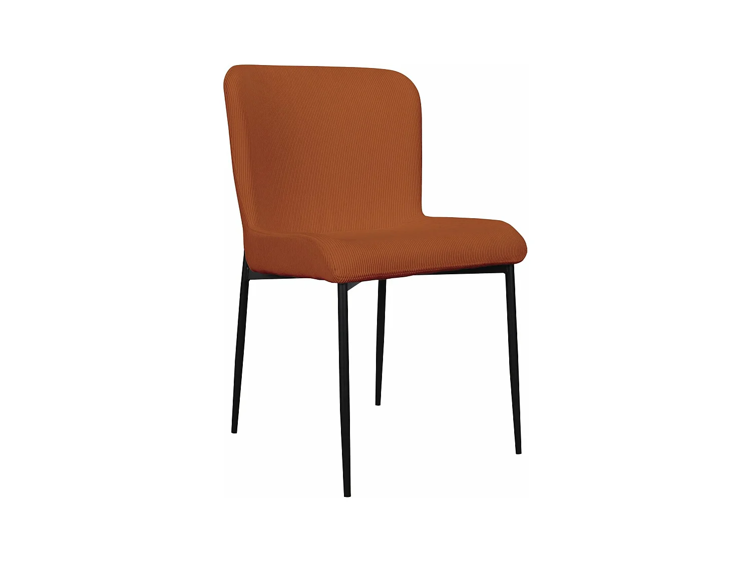 Chaise - en velours côtelé brun rouille - pieds en métal noir - NEUL