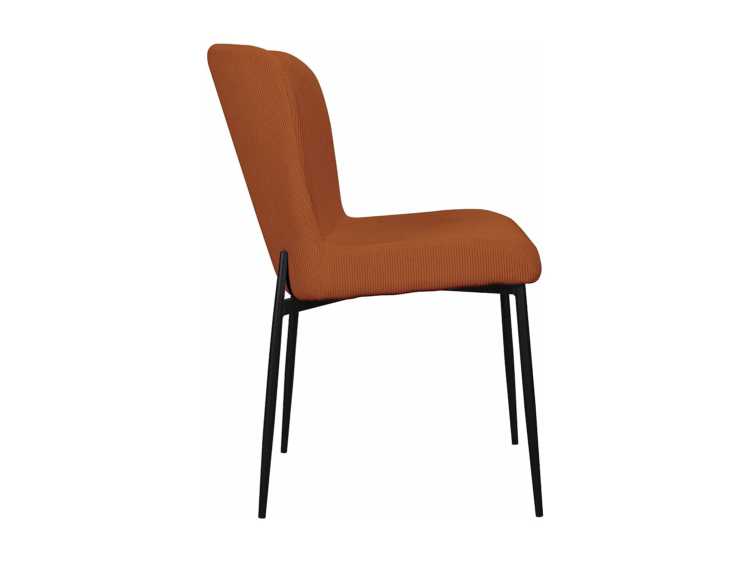 Chaise - en velours côtelé brun rouille - pieds en métal noir - NEUL