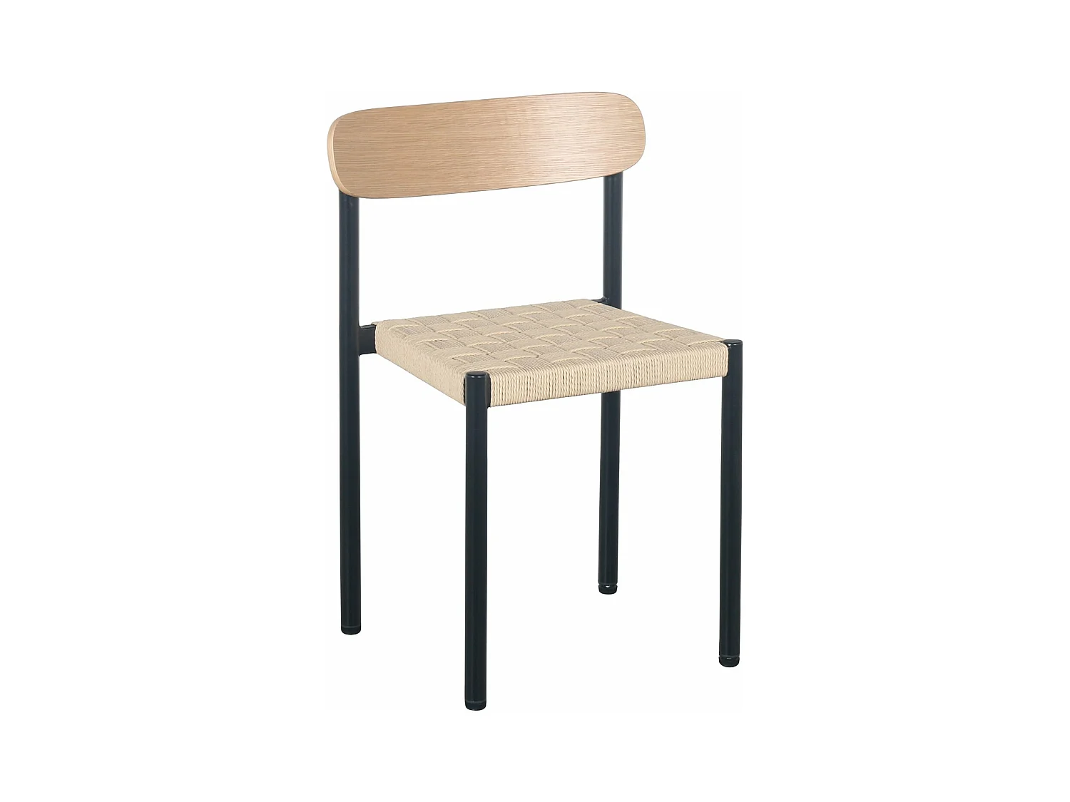 Chaise avec assise tressée épaisse - aspect chêne / noir - HUMALPA