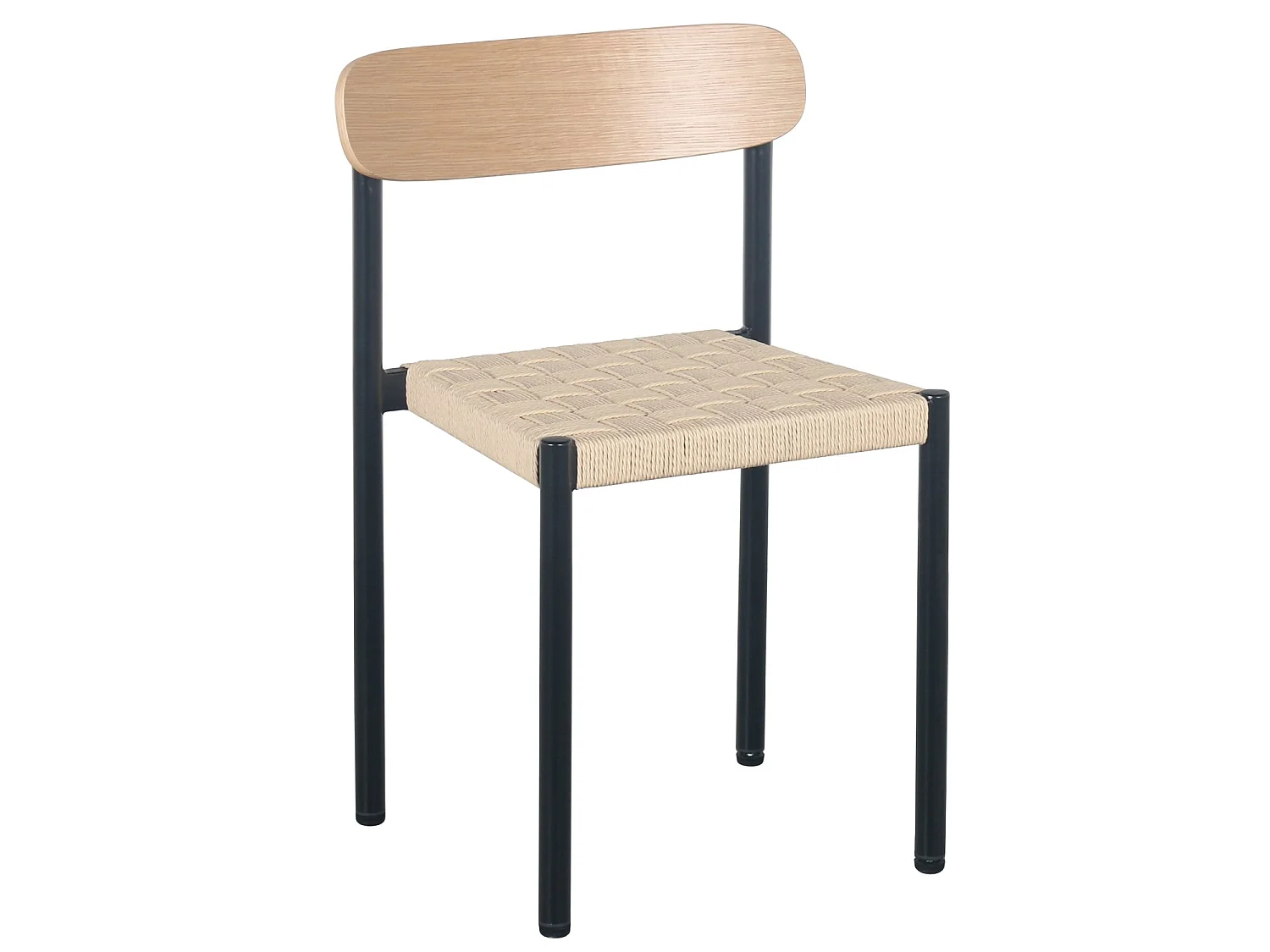 Chaise avec assise tressée épaisse - aspect chêne / noir - HUMALPA