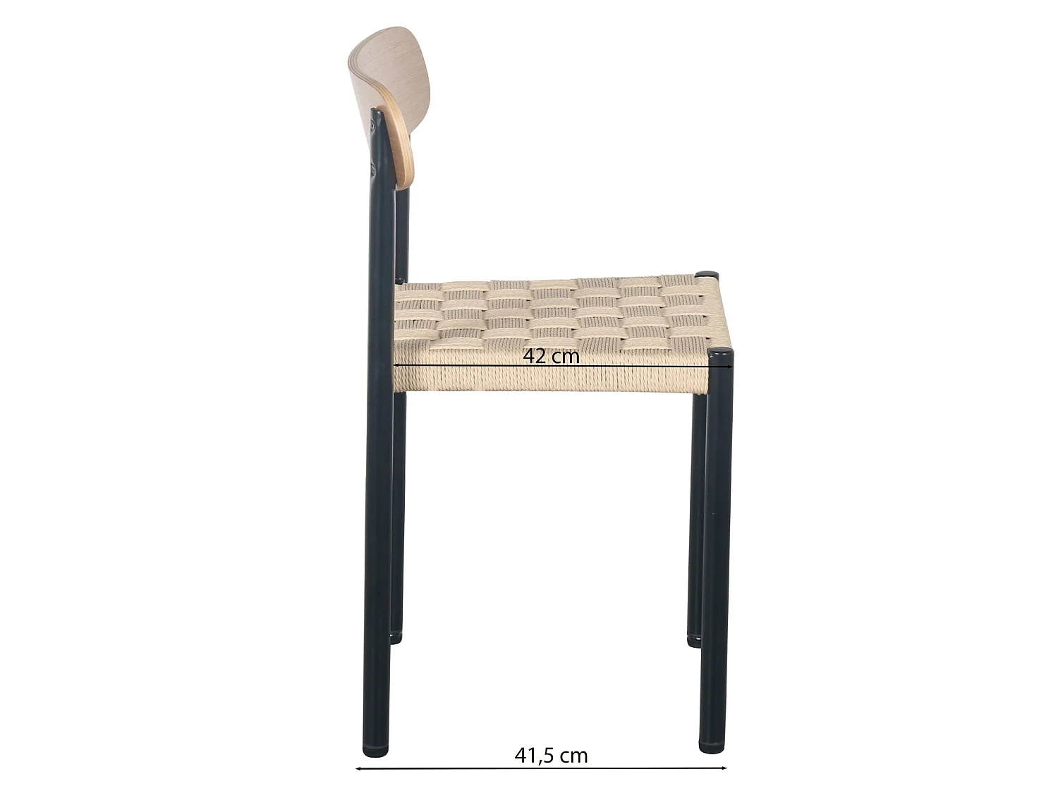 Chaise avec assise tressée épaisse - aspect chêne / noir - HUMALPA