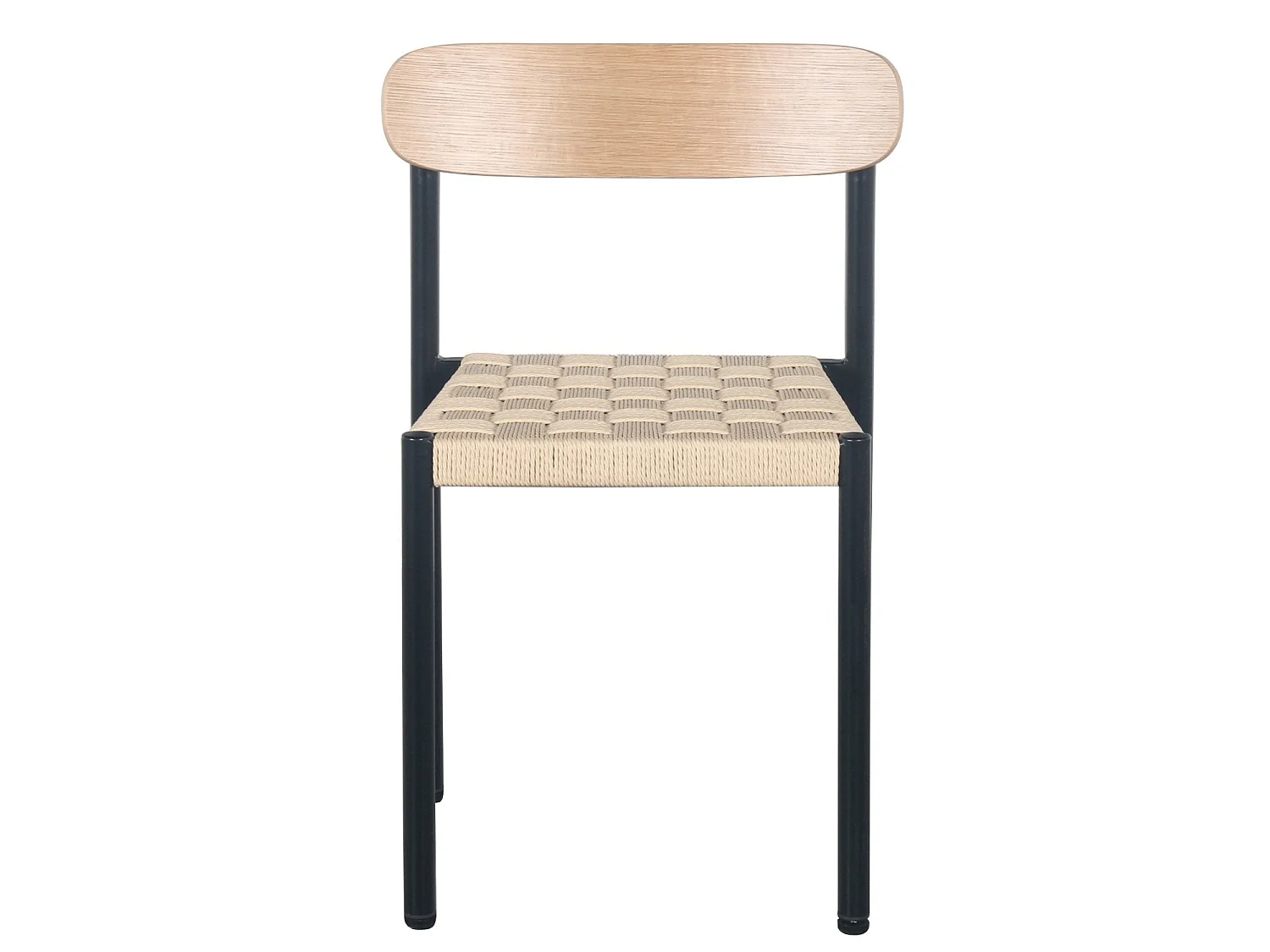 Chaise avec assise tressée épaisse - aspect chêne / noir - HUMALPA