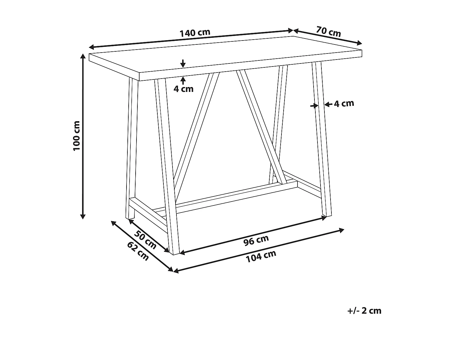 Table de salle à manger de jardin TALAMONE 140 cm 70 cm Gris