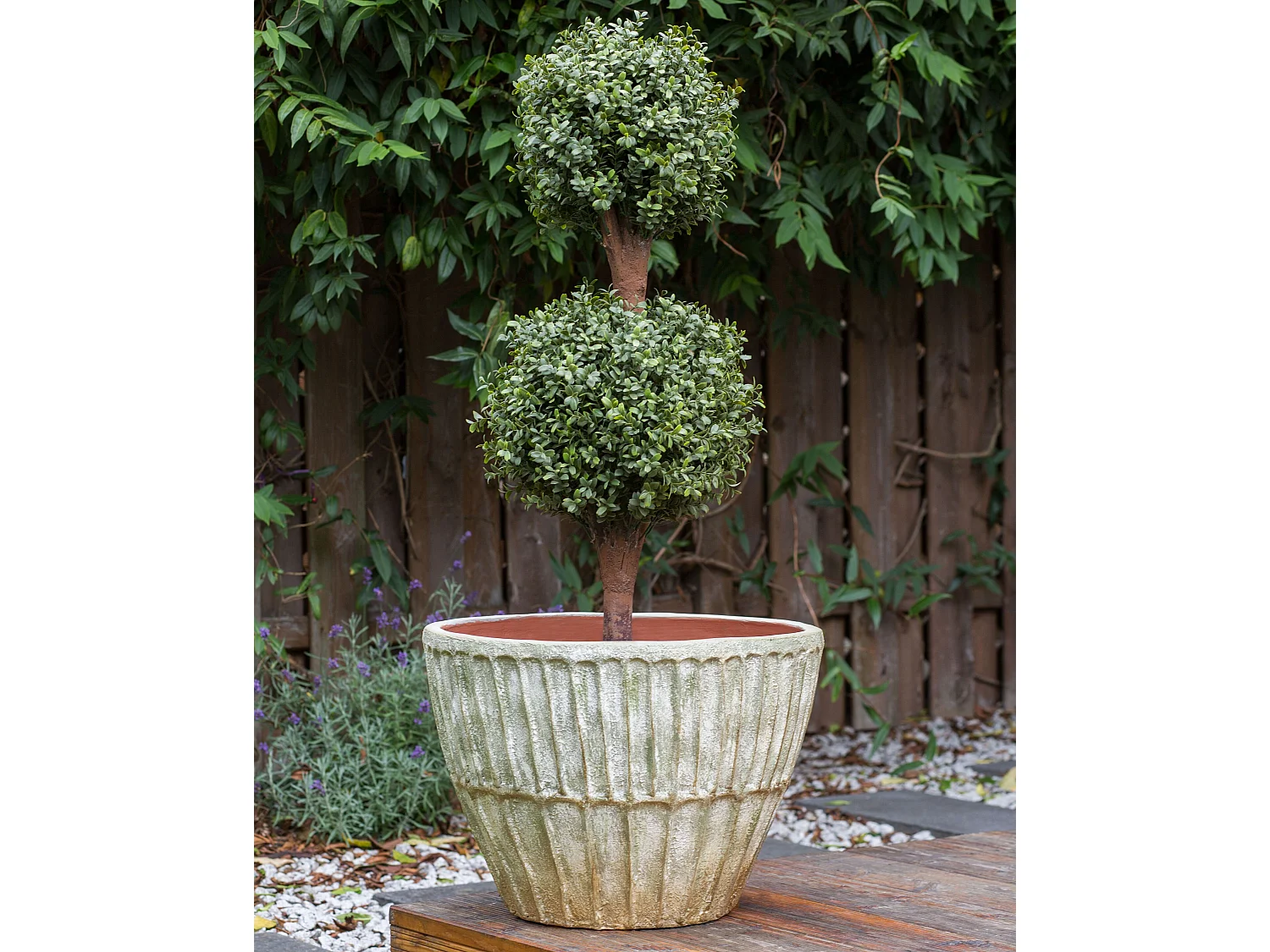 Blumentopf Terrakotta rund grün 50 x 50 cm mit Loch rustikal 38 cm hoch Nyssa