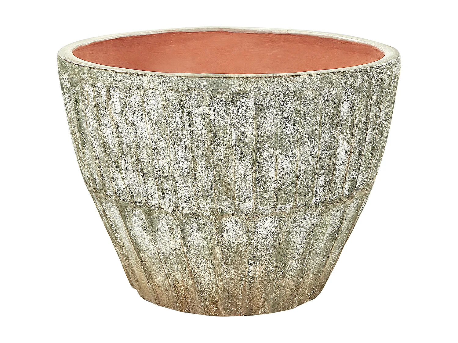 Blumentopf Terrakotta rund grün 50 x 50 cm mit Loch rustikal 38 cm hoch Nyssa
