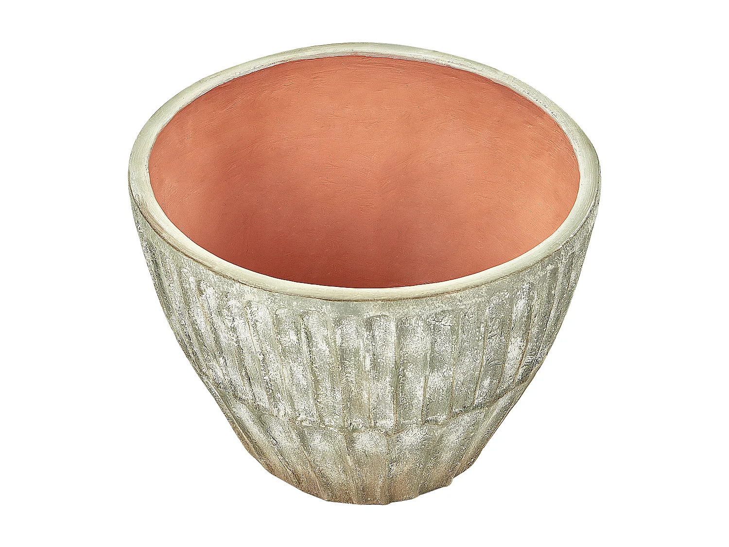 Blumentopf Terrakotta rund grün 50 x 50 cm mit Loch rustikal 38 cm hoch Nyssa