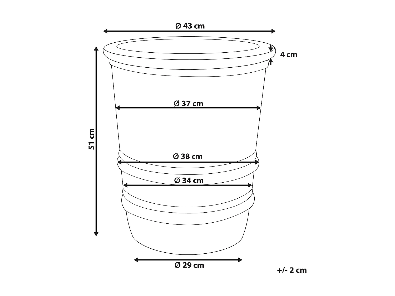 Cache-pot LILIUM 43 cm Beige