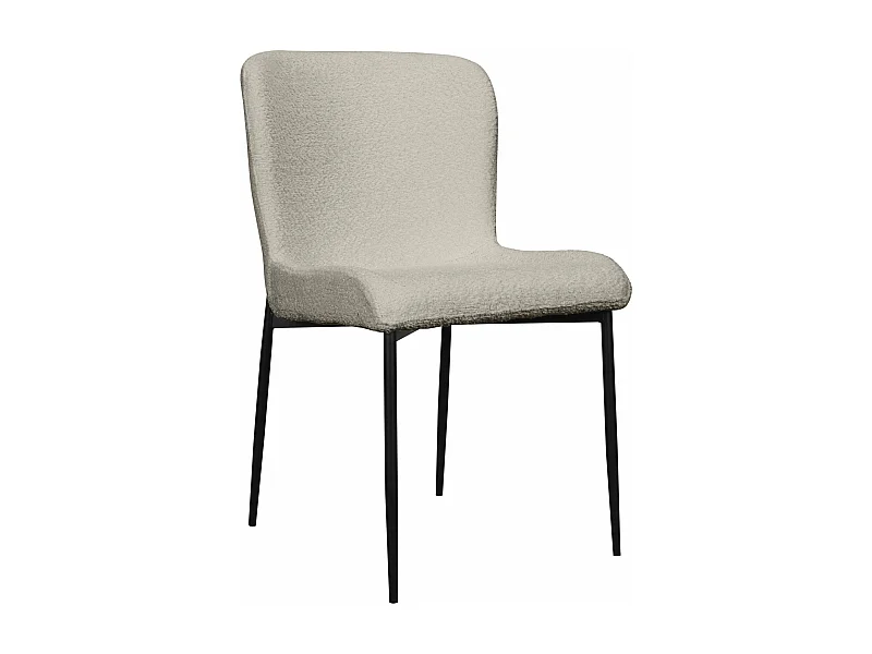 Polsterstuhl mit Bouclé-Bezug - Hellgrau- Metallbeine in Gold - NEUL