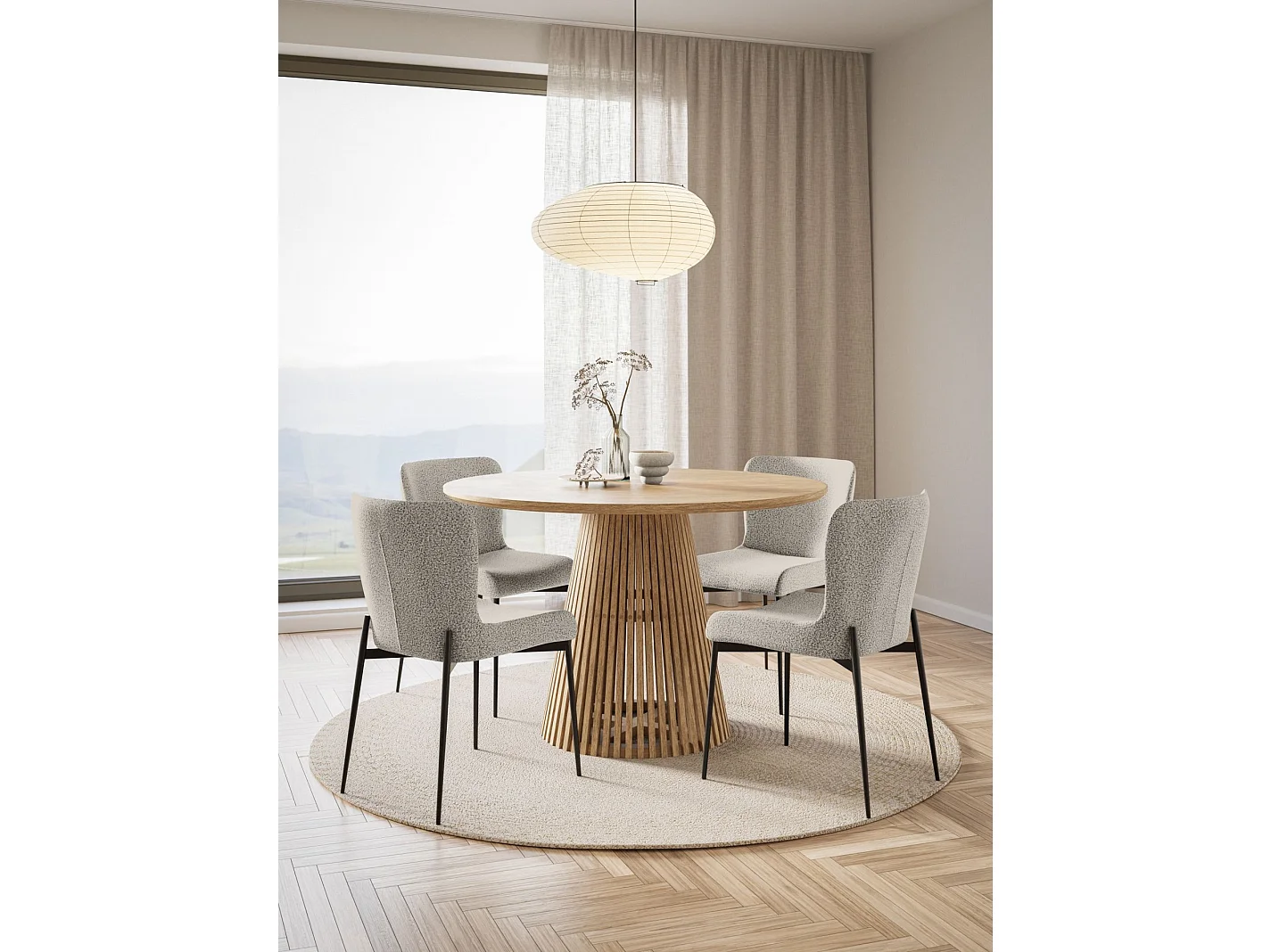 Stoel - in lichtgrijze badstof - zwarte metalen poten - NIEUW