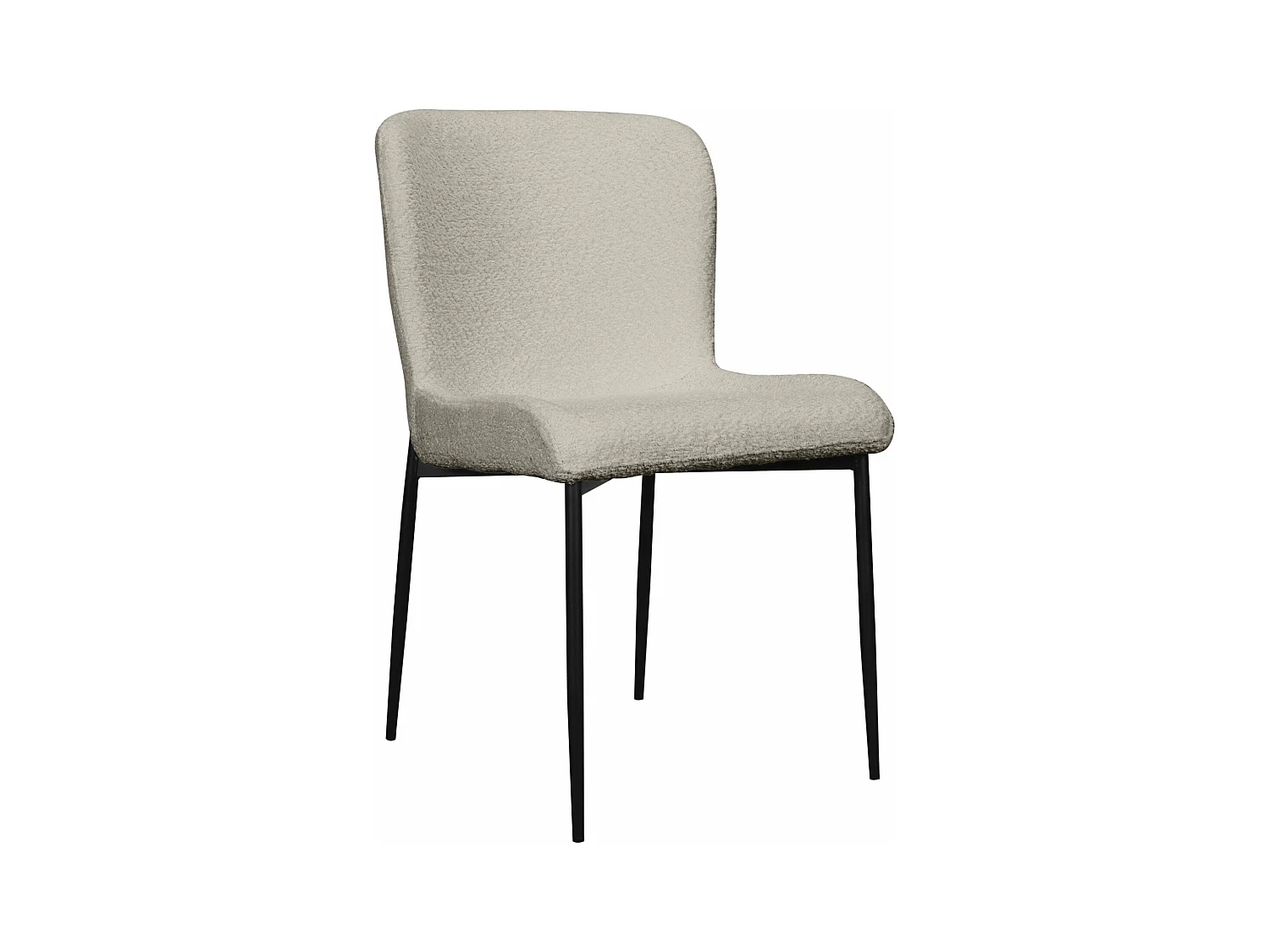 Chaise - en bouclette gris clair - pieds en métal noir - NEUL
