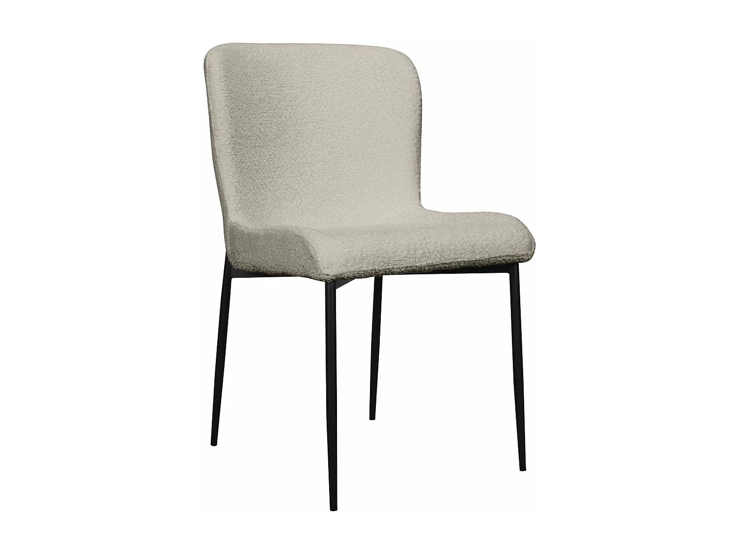 Chaise - en bouclette gris clair - pieds en métal noir - NEUL