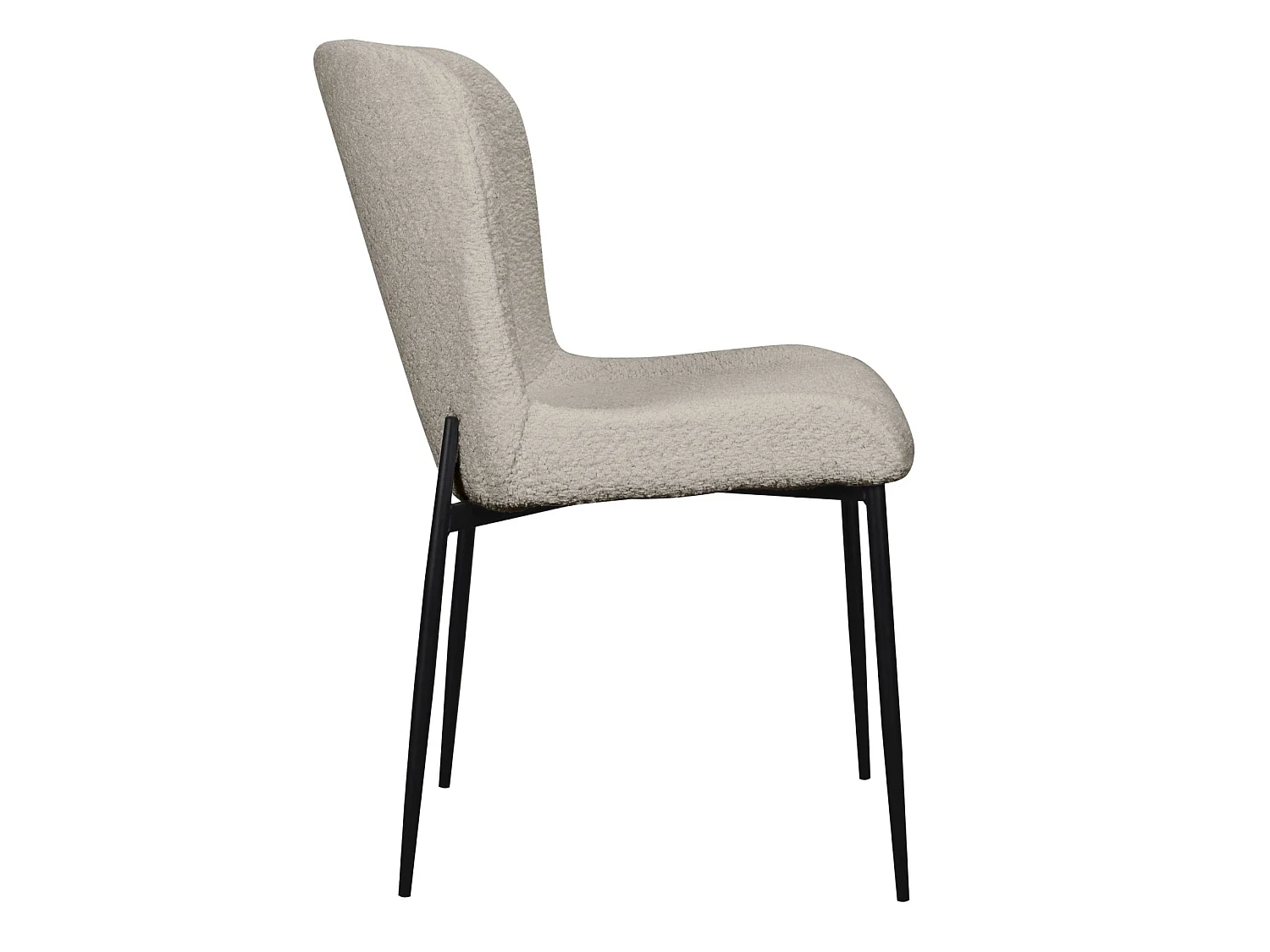 Chaise - en bouclette gris clair - pieds en métal noir - NEUL
