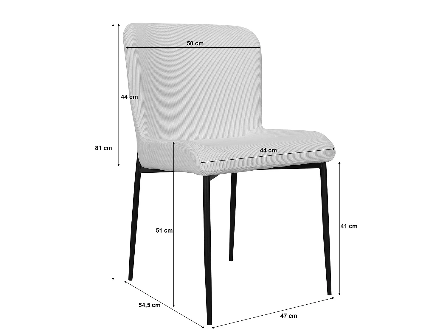 Chaise - en bouclette gris clair - pieds en métal noir - NEUL