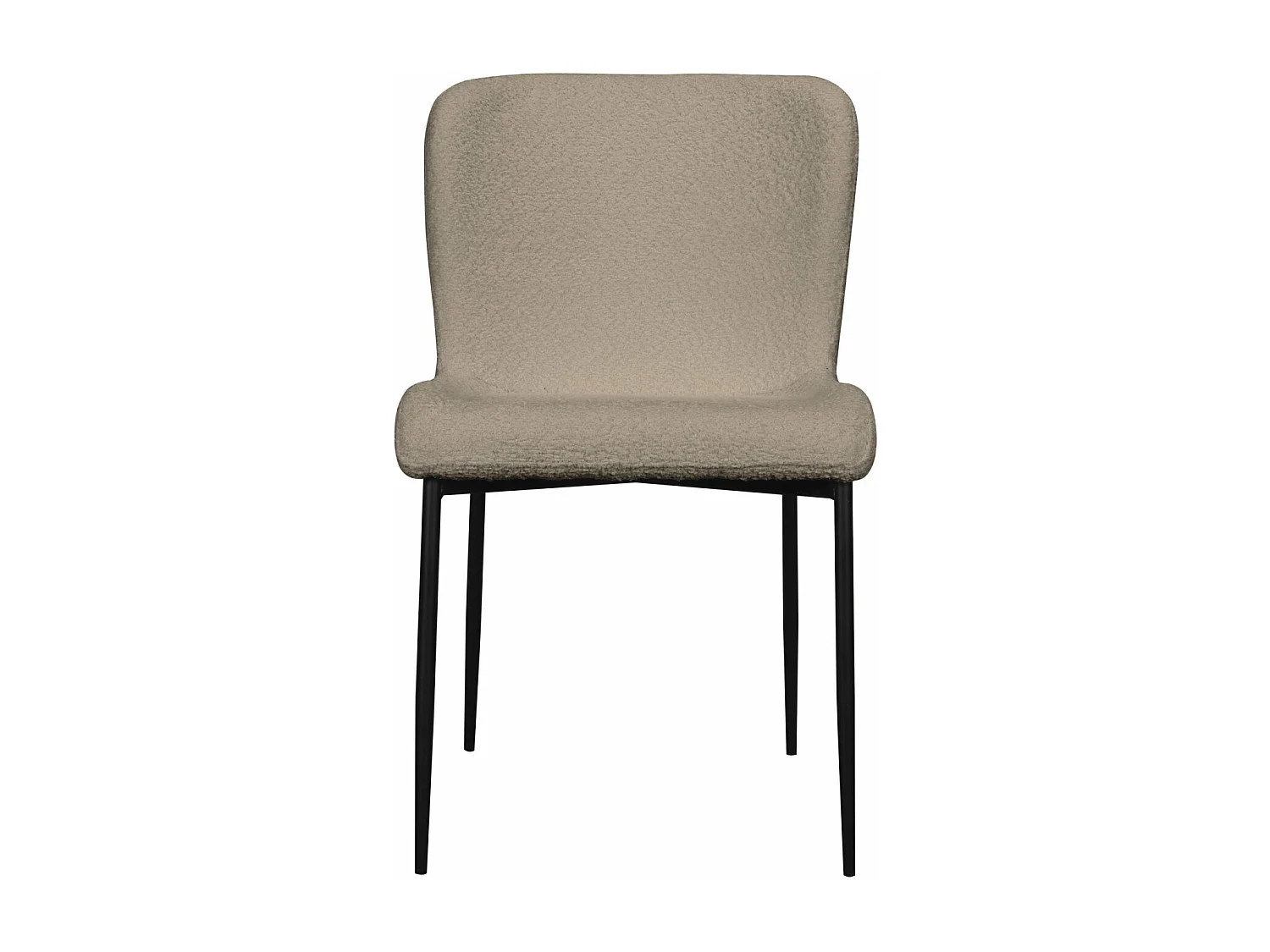 Polsterstuhl mit Bouclé-Bezug - Greige - Metallbeine in Schwarz - NEUL