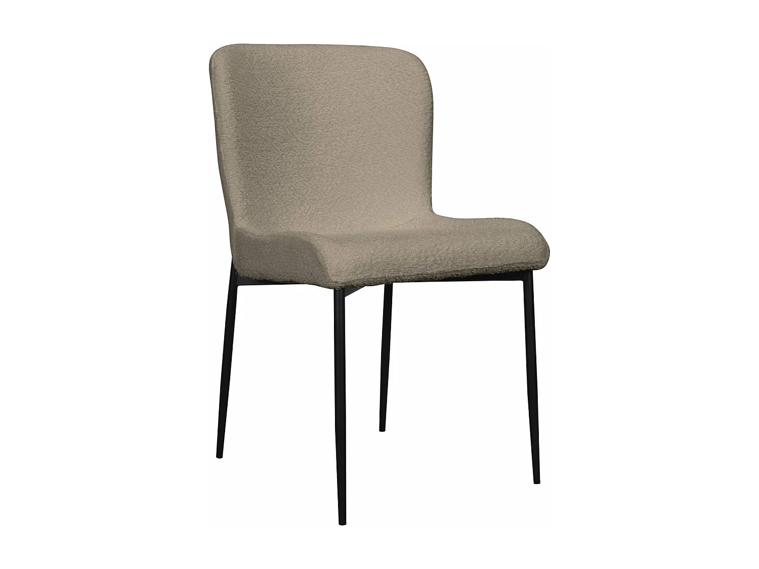 Polsterstuhl mit Bouclé-Bezug - Greige - Metallbeine in Schwarz - NEUL