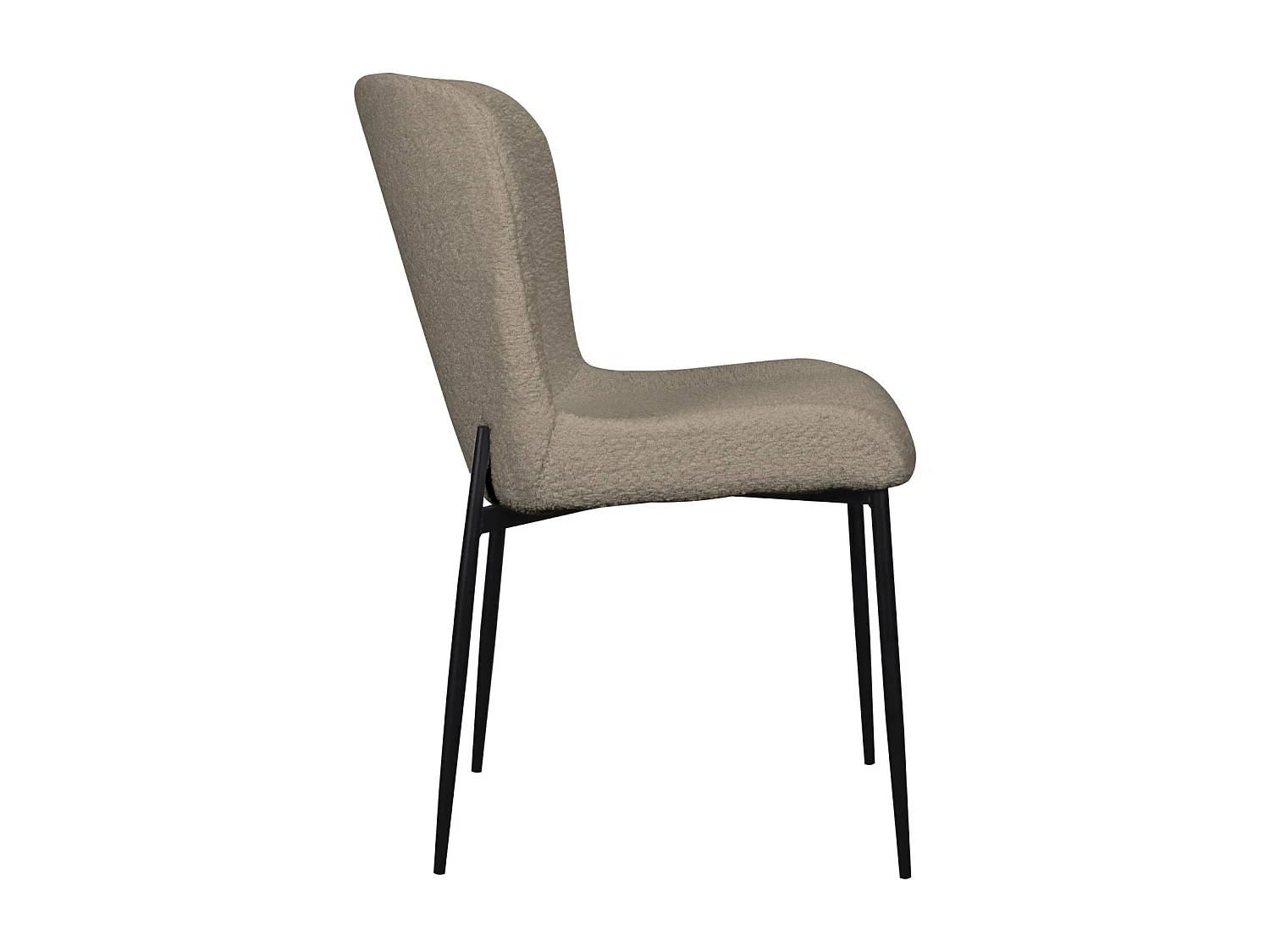 Polsterstuhl mit Bouclé-Bezug - Greige - Metallbeine in Schwarz - NEUL