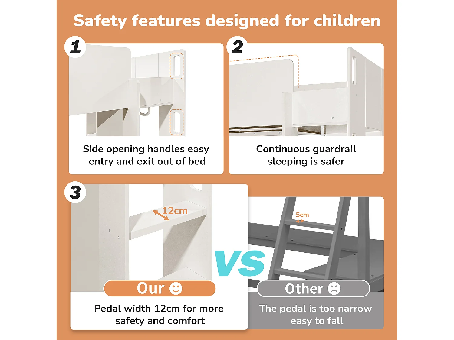 Lit mezzanine 90x200 cm pour enfant - avec armoire, étagères ouverts et escalier - Blanc