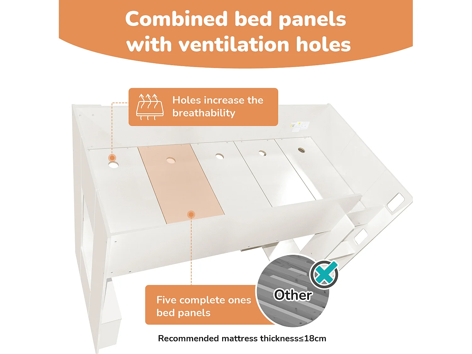 Lit mezzanine 90x200 cm pour enfant - avec armoire, étagères ouverts et escalier - Blanc