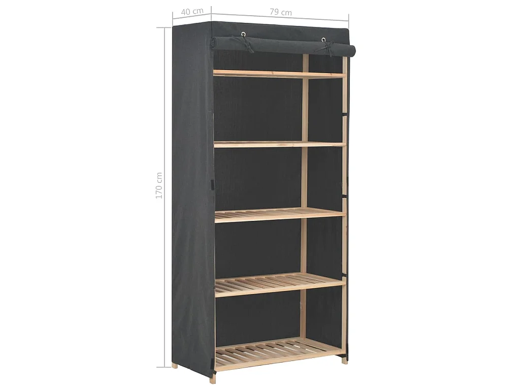 Kleiderschrank Grau 79 x 40 x 170 cm Stoff