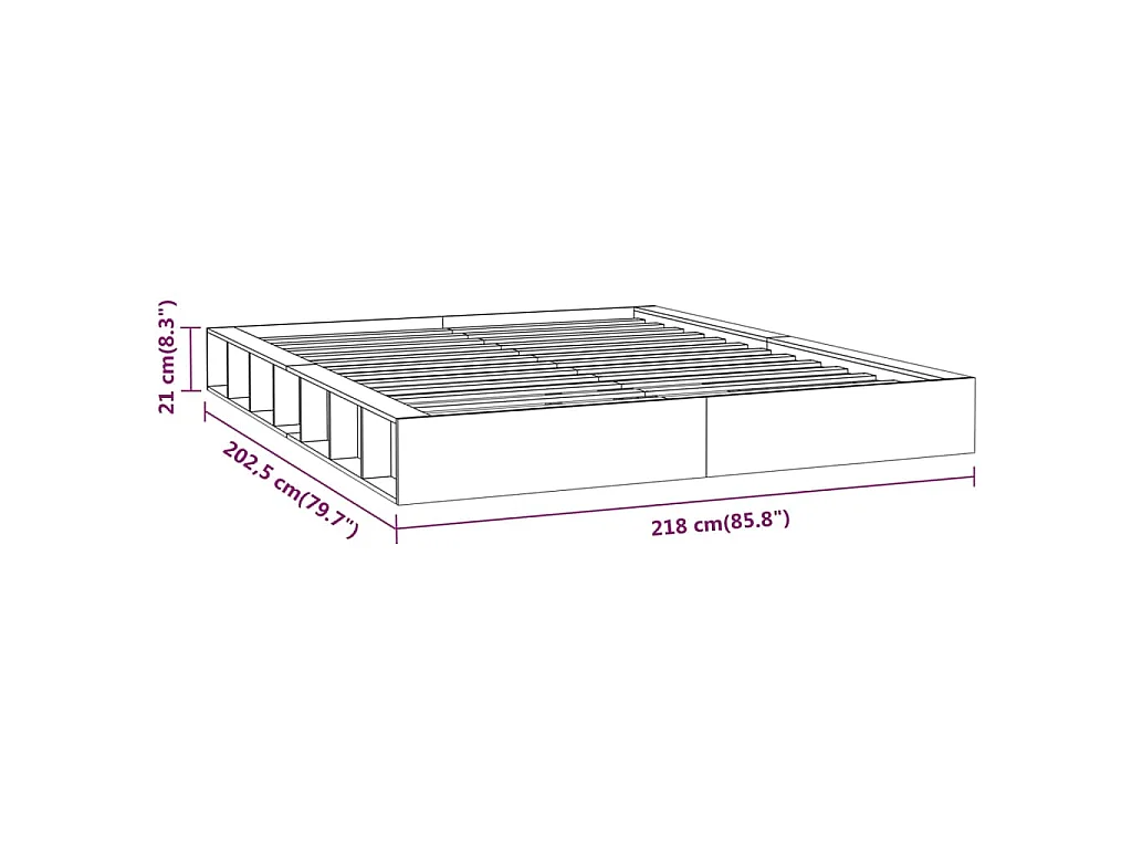 Cadre de lit sans matelas 200x200 cm bois massif