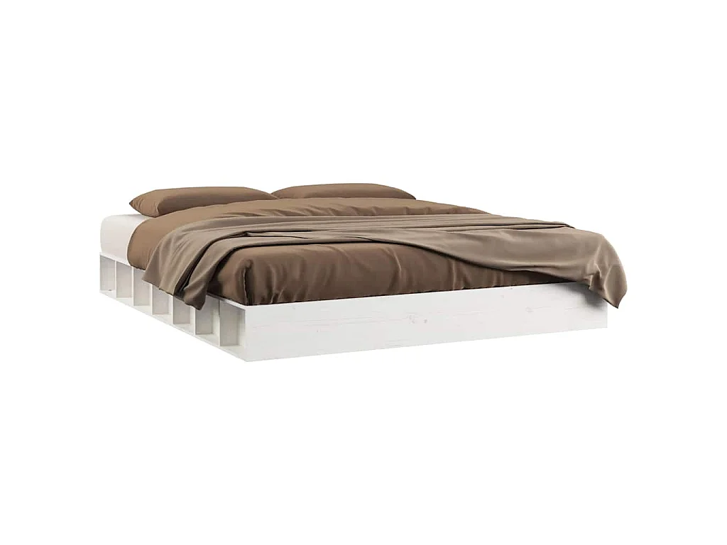 Cadre de lit sans matelas blanc 180x200 cm bois massif