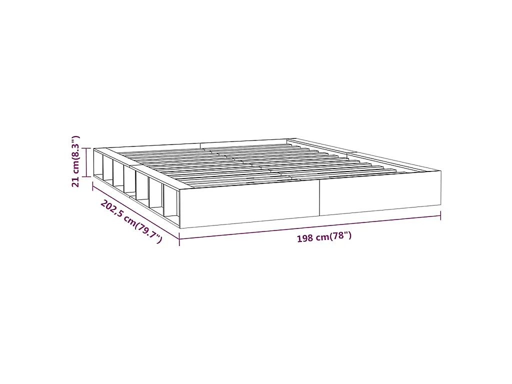 Cadre de lit sans matelas 180x200 cm bois massif