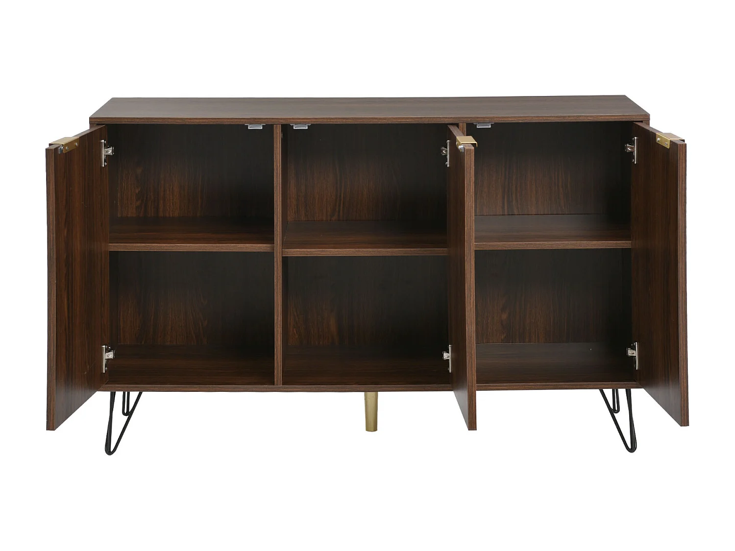 Dressoir met 3 deuren - stijlvolle en royale opbergruimte - Kleine kast houtkleur + zwart 120x76,5x38 cm